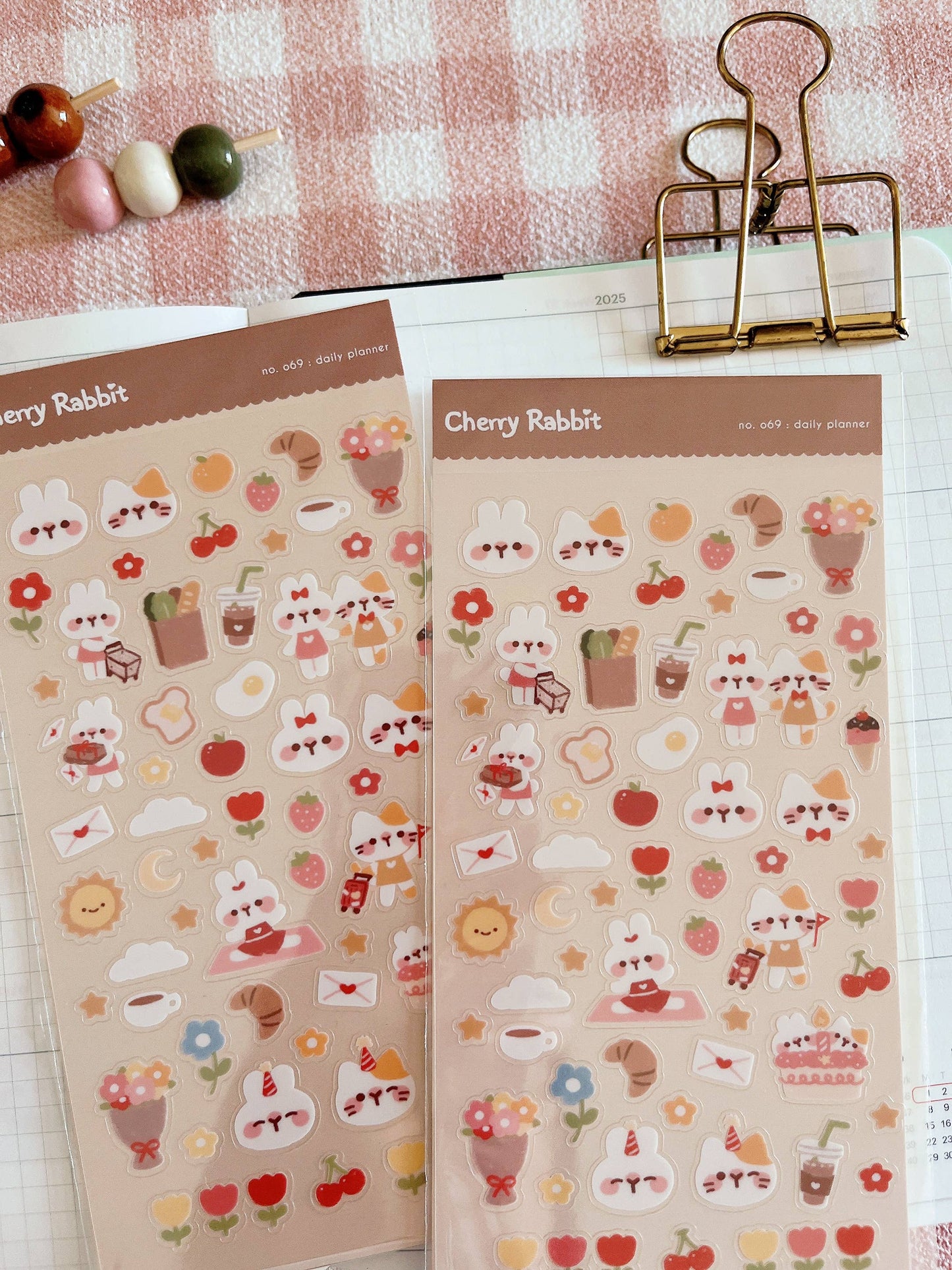 Cherry Rabbit | Daily Planner Sticker Sheet no.069