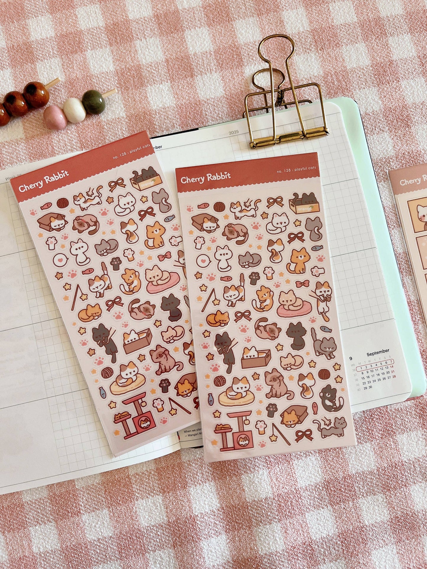 Cherry Rabbit | Playful Cats Sticker Sheet no.128
