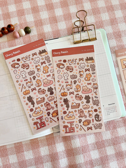 Cherry Rabbit | Playful Cats Sticker Sheet no.128