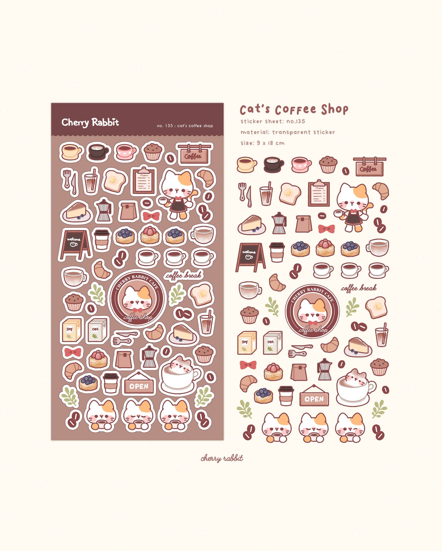Cherry Rabbit | Cat's Coffee Shop Sticker Sheet no.135