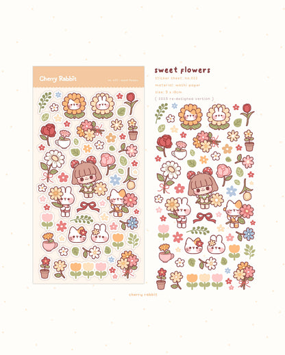 Cherry Rabbit | Sweet Flowers Sticker Sheet no.022