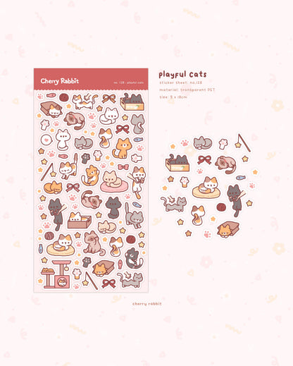 Cherry Rabbit | Playful Cats Sticker Sheet no.128