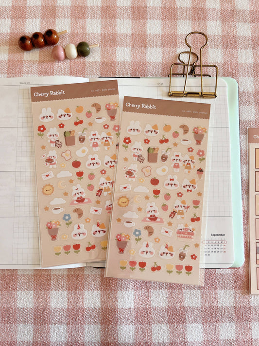 Cherry Rabbit | Daily Planner Sticker Sheet no.069