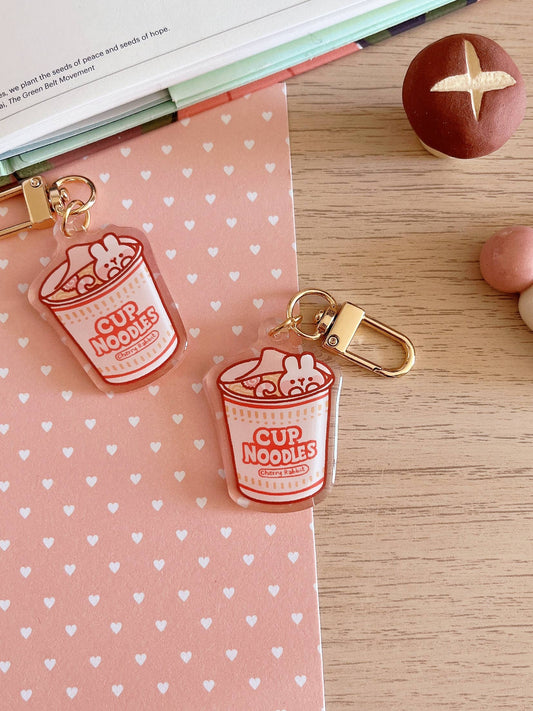 Cherry Rabbit | Cup Noodle Keychain