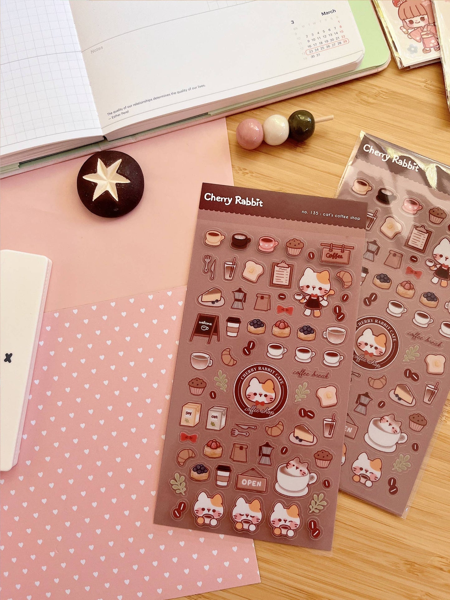 Cherry Rabbit | Cat's Coffee Shop Sticker Sheet no.135