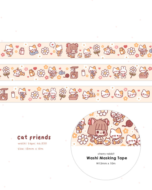 Cherry Rabbit | Cat Friends Washi Tape