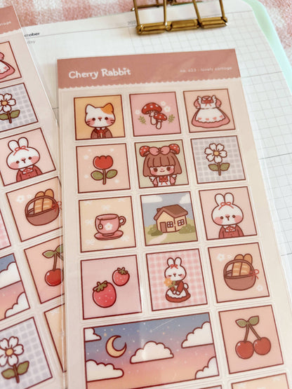 Cherry Rabbit | Lovely Cottage Sticker Sheet