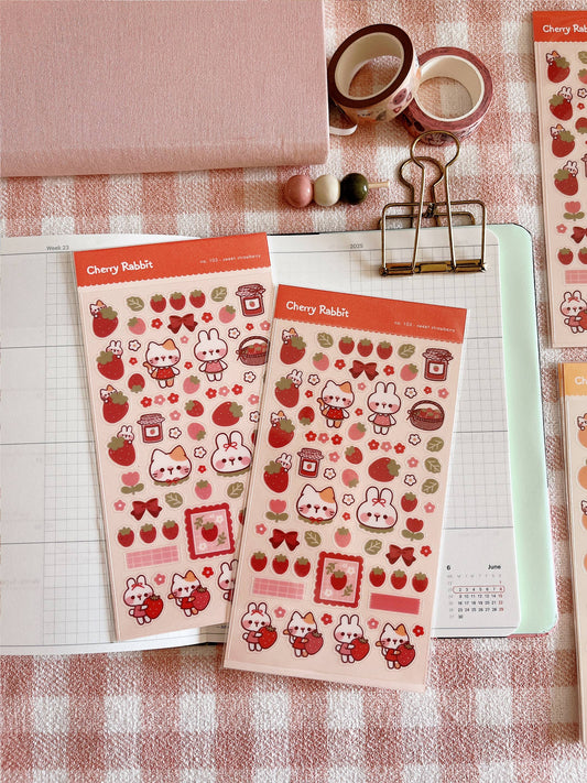 Cherry Rabbit | Sweet Strawberry Sticker Sheet no.103
