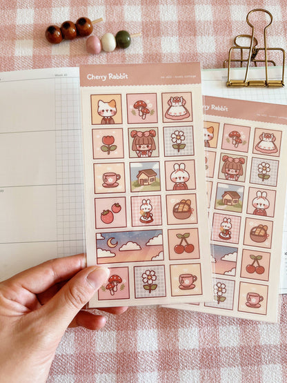 Cherry Rabbit | Lovely Cottage Sticker Sheet